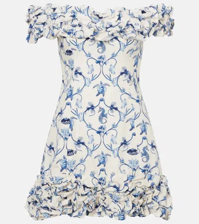 Agua By Agua Bendita Jardin Off-shoulder Cotton Minidress
