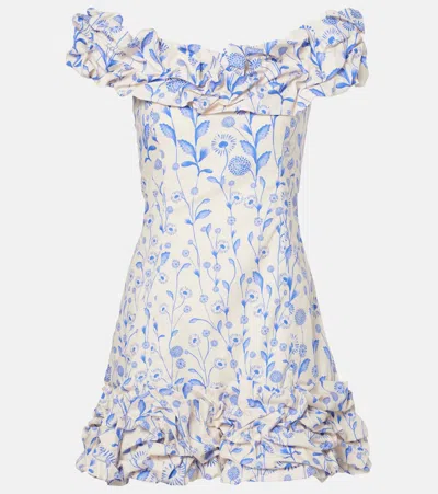 Agua By Agua Bendita Jardin Petalo Cotton Poplin Minidress In Blue