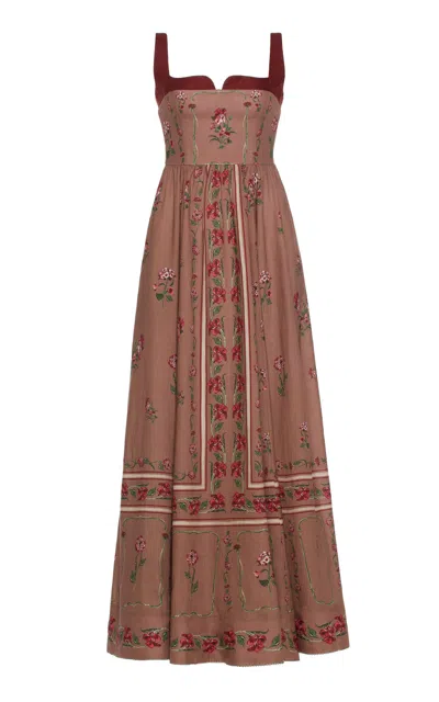 Agua By Agua Bendita Jaspe Embroidered Maxi Dress