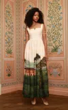 Agua By Agua Bendita Jaspe Paraiso Linen Maxi Dress In Animal Print