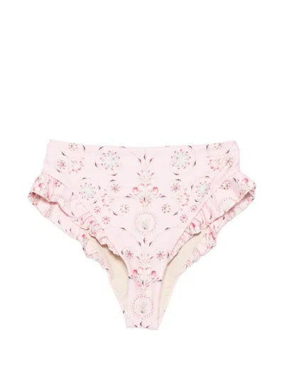 Agua By Agua Bendita Jengibre Playa Ruffled Bikini Bottoms In Multi