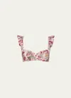 Agua By Agua Bendita Kiwi Florecer Ruffled Floral-print Recycled Underwired Bikini Top In Florecer