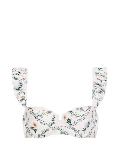 Agua By Agua Bendita Kiwi Brisa Floral-print Bikini Top In Neutral