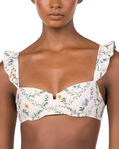 Agua By Agua Bendita Kiwi Brisa Ruffled Bikini Top In Multi