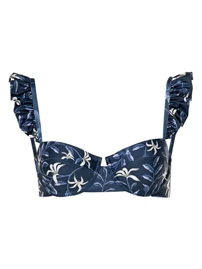 Agua By Agua Bendita Kiwi Cafe Bikini Top In Navy Cafe