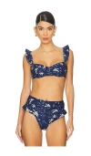 Agua By Agua Bendita Kiwi Cafe Bikini Top In Navy Multicolor