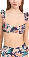 Agua By Agua Bendita Kiwi Danza Floral Bikini Top In Multicolor