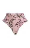 Agua By Agua Bendita Kiwi Floral Linen Bikini Bottom In Multicolour