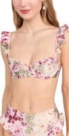 Agua By Agua Bendita Kiwi Florecer Ruffled Floral-print Recycled Underwired Bikini Top In Multicolor