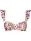 Agua By Agua Bendita Kiwi Florecer Ruffled Floral-print Recycled Underwired Bikini Top In Pink