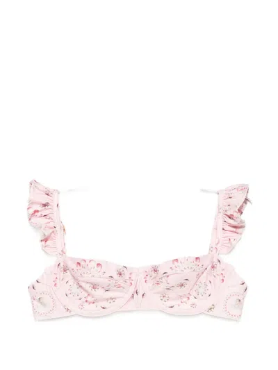 Agua By Agua Bendita Kiwi Playa Ruffled Underwired Bikini Top In Pink