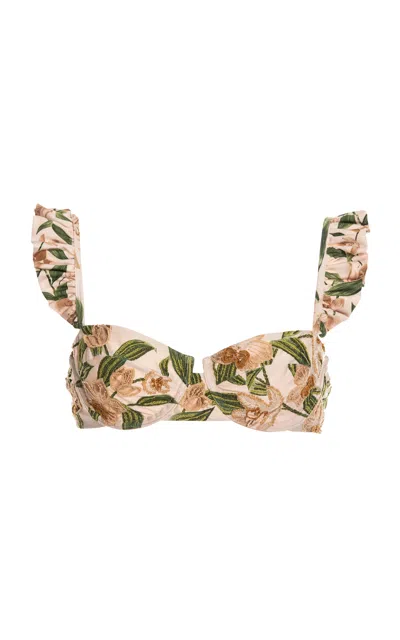Agua By Agua Bendita Kiwi Ruffled Bikini Top In Neutral
