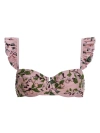 Agua By Agua Bendita Jengibre Floral Linen Bikini Top In Pink