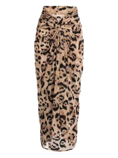 Agua By Agua Bendita Knotted Leopard Print Cover-up In Neutral