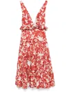 Agua By Agua Bendita Lago Maiz Printed Linen Midi Dress In Orange