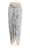 Agua By Agua Bendita Lavanda Bougainvillea Cotton-silk Pareo In Blue