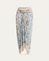 Agua By Agua Bendita Lavanda Bougainvillea Cotton-silk Pareo In Multicolor
