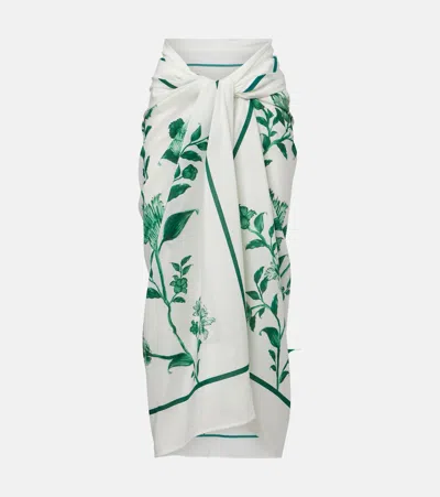 Agua By Agua Bendita Lavanda Floral Cotton And Silk Beach Cover-up In White