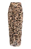 Agua By Agua Bendita Lavanda Jaguar Cotton And Silk Pareo In Animal