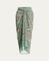 Agua By Agua Bendita Lavanda Cotton & Silk Pareo Skirt In Multicolor