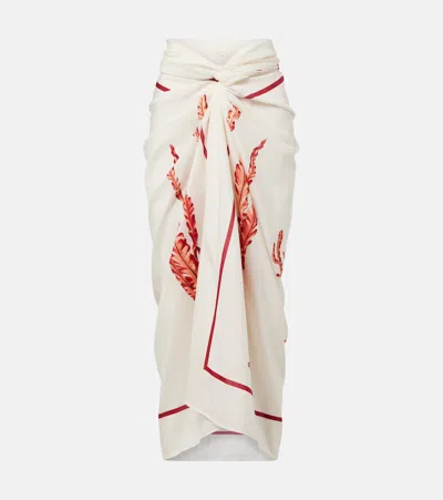 Agua By Agua Bendita Lavanda Printed Cotton And Silk Beach Cover-up In White