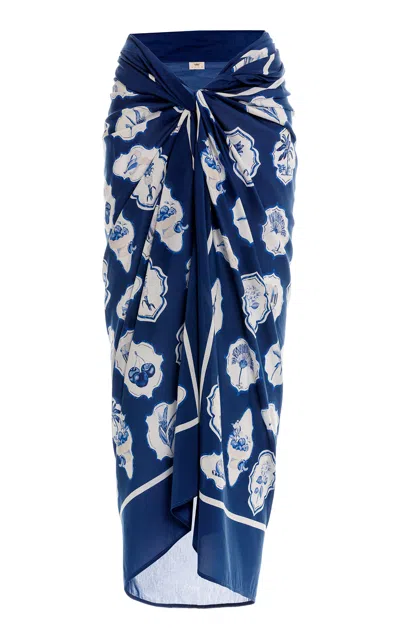 Agua By Agua Bendita Lavanda Wild Cotton And Silk Pareo In Blue