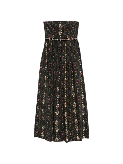 Agua By Agua Bendita Lienzo Strapless Floral-print Maxi Dress In Black