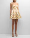Agua By Agua Bendita Lima Tiered Printed Linen And Silk-blend Faille Mini Dress In Multi