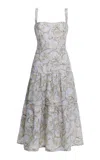 Agua By Agua Bendita Lima Embroidered Linen Midi Dress In Light Blue