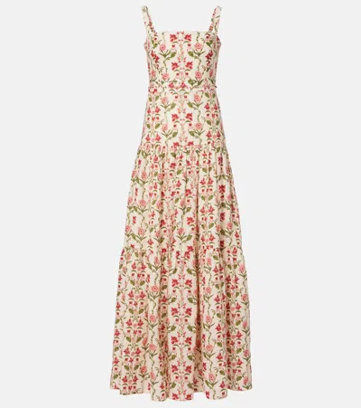 Agua By Agua Bendita Lima Floral Linen Maxi Dress In Multi