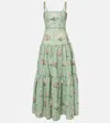 Agua By Agua Bendita Lima Tiered Linen Maxi Dress In Multicoloured