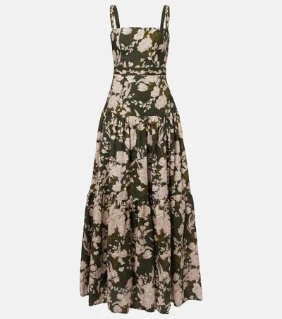 Agua By Agua Bendita Lima Floral Linen Maxi Dress In Multicoloured