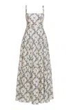 Agua By Agua Bendita Lima Gathered Linen Maxi Dress In Ivory