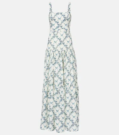 AGUA BY AGUA BENDITA LIMA GLORIOSA FLORAL LINEN MAXI DRESS