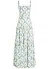 Agua By Agua Bendita Lima Gloriosa Tiered Faux Pearl-embellished Printed Linen Maxi Dress In Multi