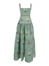 Agua By Agua Bendita Lima Tiered Linen Maxi Dress In Green
