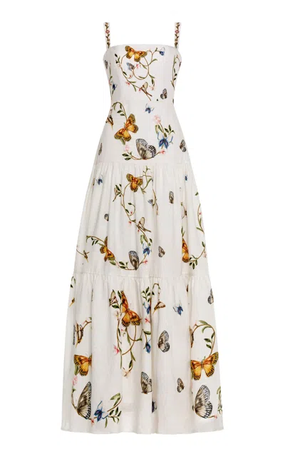 Agua By Agua Bendita Lima Maxi Orquidea Linen Maxi Dress In White