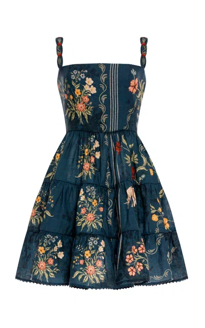 Agua By Agua Bendita Lima Mini Isolda Linen Mini Dress In Blue