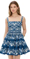 Agua By Agua Bendita Lima Ribbons Tiered Floral-print Cotton Mini Dress In Multicolor