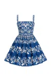 Agua By Agua Bendita Lima Ribbons Tiered Floral-print Cotton Mini Dress In Multi