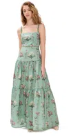 Agua By Agua Bendita Lima Tiered Linen Maxi Dress In Multicolor