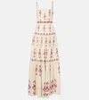 Agua By Agua Bendita Lima Relato Embroidered Linen Maxi Dress In White