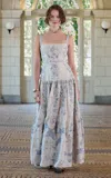 Agua By Agua Bendita Lima Tiered Linen Maxi Dress In Light Blue