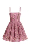 Agua By Agua Bendita Lima Tiered Linen Mini Dress In Multi/pink
