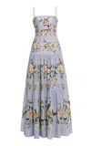 Agua By Agua Bendita Lima Valle Embroidered Linen Maxi Dress In Blue