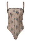 Agua By Agua Bendita Limon Memoria Embroidered One-piece Swimsuit In Brown