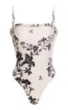 Agua By Agua Bendita Limon Printed One-piece Bathing Suit In Black,white