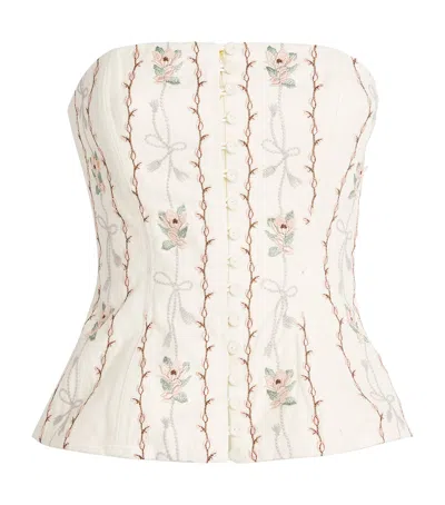 Agua By Agua Bendita Linen Abelia Navegante Strapless Top In Gold