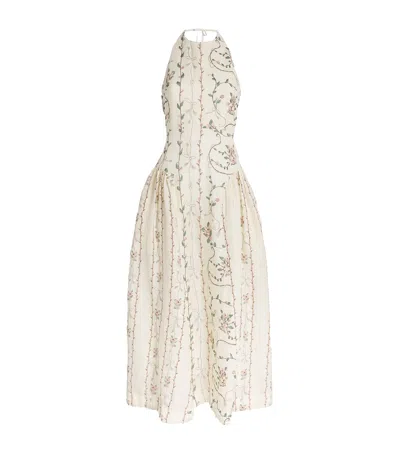 Agua By Agua Bendita Balsa Navegante Embroidered Linen Maxi Dress In Multi