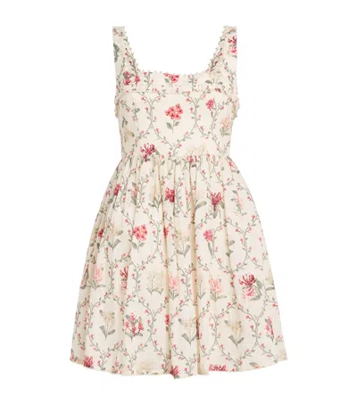 Agua By Agua Bendita Linen Barbara Orquidea Mini Dress In Multi